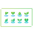 leaf and ripple icon set vector image