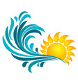 sun and sea wave vector image vector image