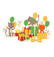 funny cats and birthday present boxes vector image vector image