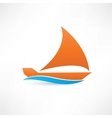 orange sailboat at sea icon vector image