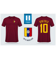 venezuela soccer jersey or football kit mockup vector image