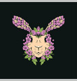 cute vintage rabbit and floral vector image