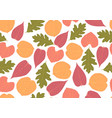 seamless pattern of leaves in natural colours vector image