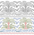 set seamless patterns with palms and waves vector image