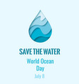 world ocean day - waterdrop banner vector image vector image