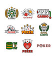 casino template with colorful logo labels vector image