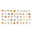 collection of cartoon animal faces vector image vector image