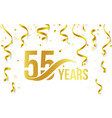 isolated golden color number 55 with word years vector image