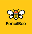 pencil bee logo icon vector image