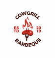 roasted steak grill fire flame logo icon vector image