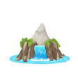 cartoon waterfall mountain water cascade vector image vector image