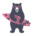 bear surfer 002 vector image vector image