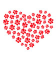 red paw track hearts on transparent background vector image