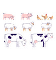 domestic animals flat set livestock husbandry vector image