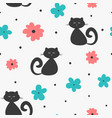 repeated abstract silhouettes cats flowers vector image vector image