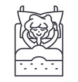 sleeping woman in bed line icon sig vector image