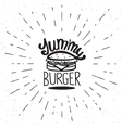 yummy burger vintage label vector image