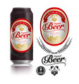 beer label visual on black drinks can 500ml vector image vector image