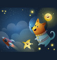 cute dog astronaut flying in space kids wallpaper vector image