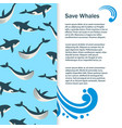 save whales banner design vector image vector image