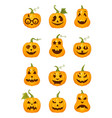 set halloween pumpkins vector image vector image