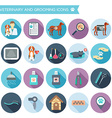 set of veterinary and grooming icons with names vector image