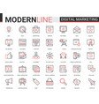 digital marketing red black line icons vector image vector image