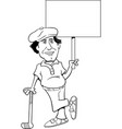 golfer leaning on a golf club and holding sign vector image