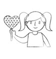 little girl with sweet lollipop in shape heart vector image
