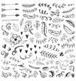 set of vintage sketch elements vector image