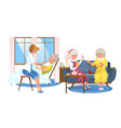 cartoon image of nice old people resting in rooms vector image