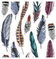 seamless pattern with hand drawn feathers vector image vector image