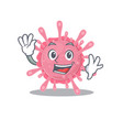 smiley corona virus germ cartoon with waving hand vector image