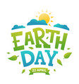earth day banner 22nd april sun with clouds vector image