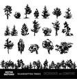 set of silhouettes of trees vector image