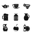 kitchen kettle icons set simple style vector image