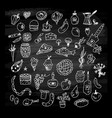 food icons sketches collection on blackboard vector image