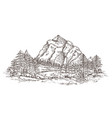 mountain landscape sketch nature doodle drawing vector image vector image