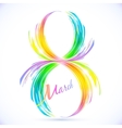 abstract rainbow splashes 8 march greeting card vector image