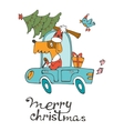 merry christmas amazing card with cute dog vector image