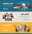 rap music 3 flat banners vector image