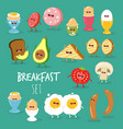 breakfast bread pear tomato mushroom vector image vector image