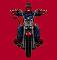 devil biker wearing leather jacket and riding vector image