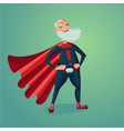 senior adult man in super hero suit with red cape vector image