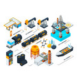 visualization of all stages of oil production vector image
