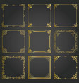 decorative gold frames and borders square set vector image vector image