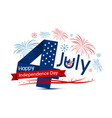 usa 4 july happy independence day design on white vector image