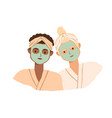 portrait two women with clay facial masks vector image