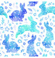 watercolor drawing of a rabbit flowers eggs vector image
