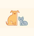 flat of cat and dog vintage emblem vector image